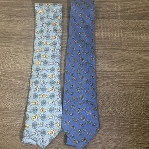Set of 2 designer blue Patterned 100% Silk Ties